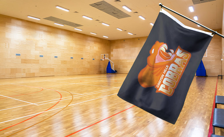 Custom Flag High School Basketball Gym