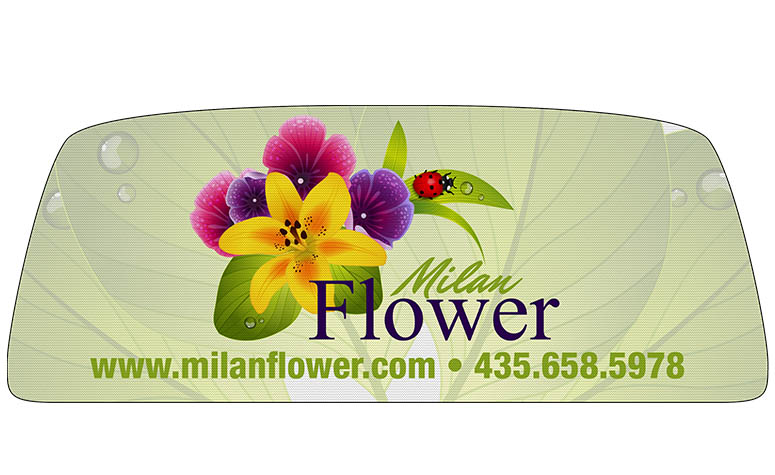 Perforated Vehicle Decal Flower Shop SQS
