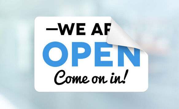 we are open opaque decal