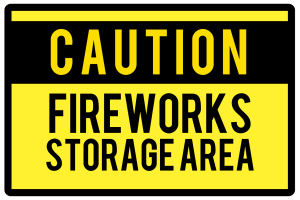 Caution Fireworks Storage Area